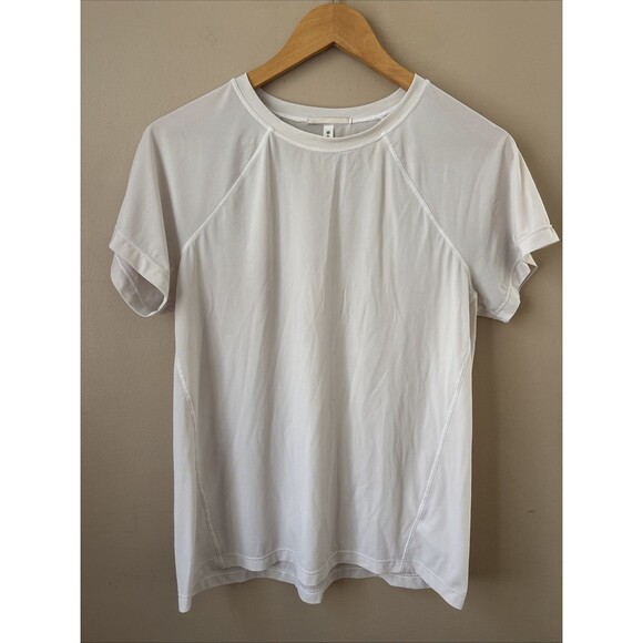 Athleta Womens Light Gray Workout Top Small Short Sleeve Athletic Gym Tee - Picture 1 of 7